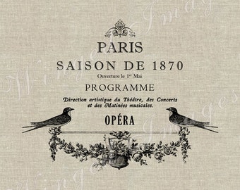 Paris Opera Instant Download Digital Image No.128 Iron-On Transfer to Fabric (burlap, linen) Paper Prints (cards, tags)