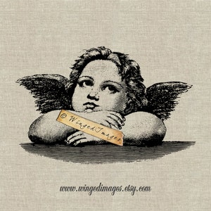 Raphael&#39;s Cherubs II. Instant Download Digital Image No.193 Iron-On Transfer to Fabric (burlap, linen) Paper Prints (cards, tags)