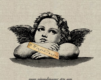 Raphael's Cherubs II. Instant Download Digital Image No.193 Iron-On Transfer to Fabric (burlap, linen) Paper Prints (cards, tags)