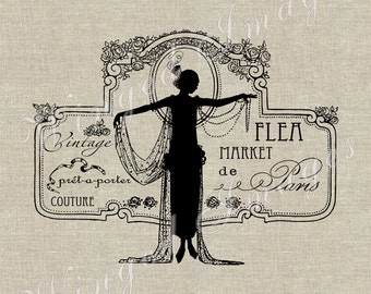 Flea Market de Paris Instant Download Digital Image No.109 Iron-On Transfer to Fabric (burlap, linen) Paper Prints (cards, tags)