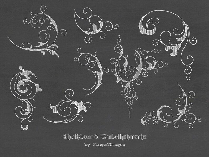 Chalkboard Decorative Swirls Flourishes Design Decoration Elements
