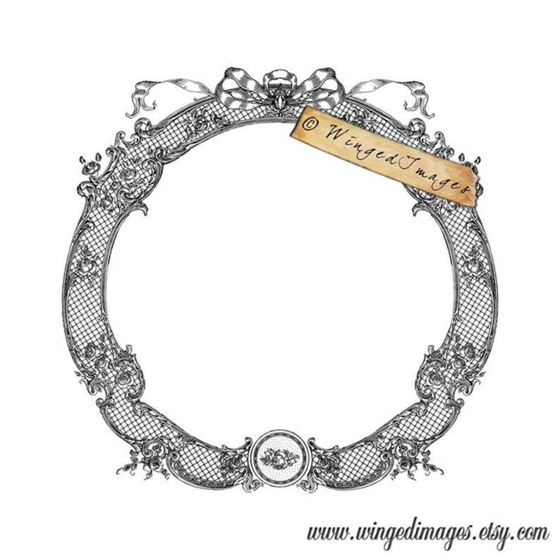 Instant Download Digital Image No.184 Iron-On Transfer to Fabric Paper Prints Beautiful Lacy Frame burlap, linen cards, tags