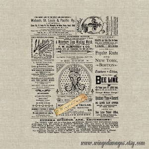 Antike Zeitung Ad Seite Sofortiger Download Digitales Bild Nr.246 Bügelbild auf Stoff (Burlap, Leinen) Papier Drucke (Karten, Tags)