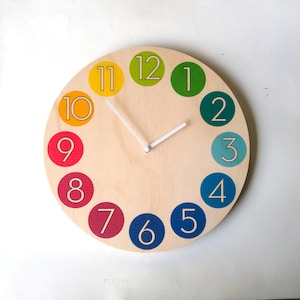 Rainbow Dot Wooden Wall Clock: Modern Silent Clock