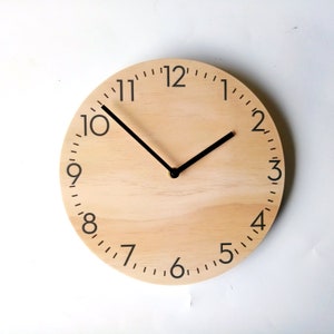 Modern Wood Wall Clock: Silent Neutra Number Design with Minute Markers