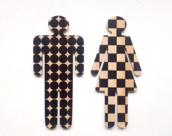 Objectify Bathroom Female/Male Sign Figures - Spots and Checks