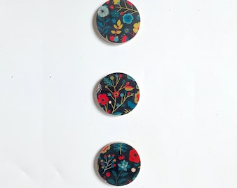Set de 3 discos pequeños de arte mural Objectify - Floral oscuro