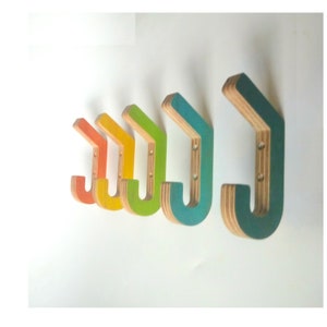 Objectify Wooden Plywood "J" Wall Hook - Colored