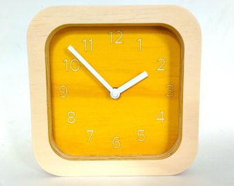 Objectify Yellow Square Desk Clock with Numerals