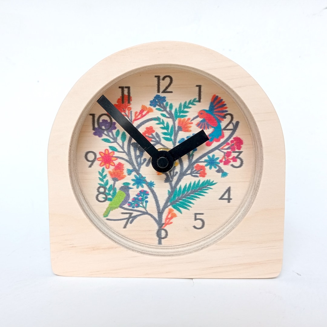 Bird Tree Wooden Desk Clock With Numbers. Unique Colourful Cute Pretty ...