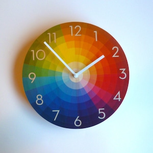 Color Wheel Wall Clock: Mid Century Modern Silent Clock