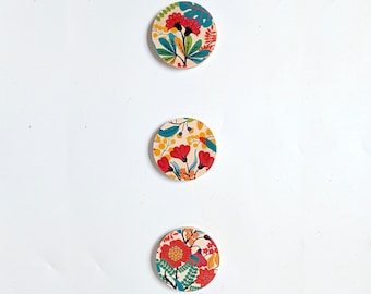 Set mit 3 kleinen Wand-Kunst-Scheiben - Red Floral