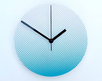 Objectify Teal and White Half Tone Wall Clock