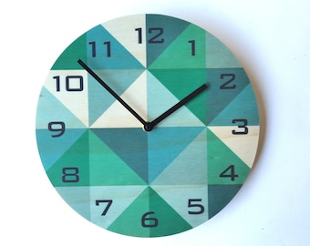 Objectify Grid Green Grey Wall Clock With Black Numerals