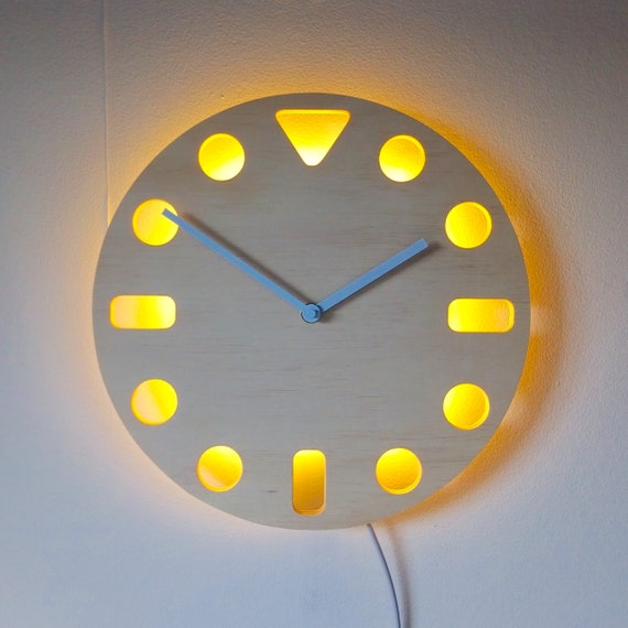 Objectify Marked Outline Led Illuminated Light Wall Clock - Led Illuminated Wall Clock Objectify Marked Outline Led Illuminated Light Wall Clock - Led Illuminated Wall Clock