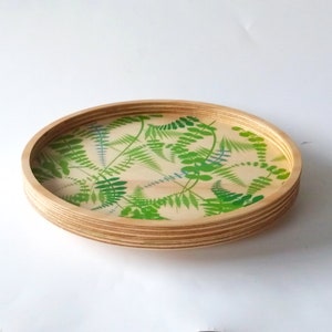 Objectify Ferns Wooden Lazy Susan or Fruit Bowl Rotating Tray with Lip image 1