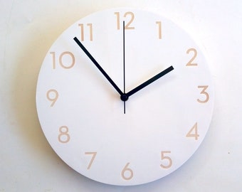 Mid Century Modern Wooden Wall Clock: Silent Radiate Pine