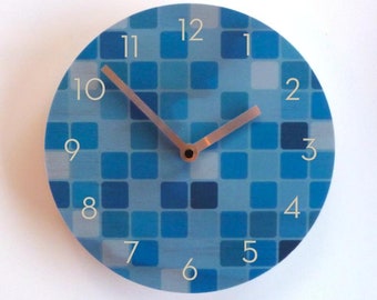 Objectify Blue Mosaic Wall Clock With Neutra Numerals