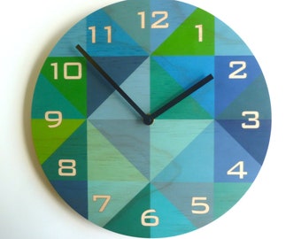 Objectify Grid Blue/Green Wall Clock With Numerals