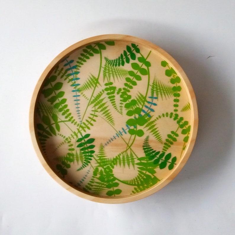 Objectify Ferns Wooden Lazy Susan or Fruit Bowl Rotating Tray with Lip image 2