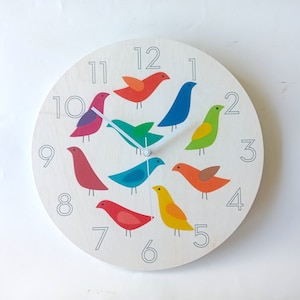 Bird Flock Wall Clock: Mid Century Modern Scandi Silent Clock