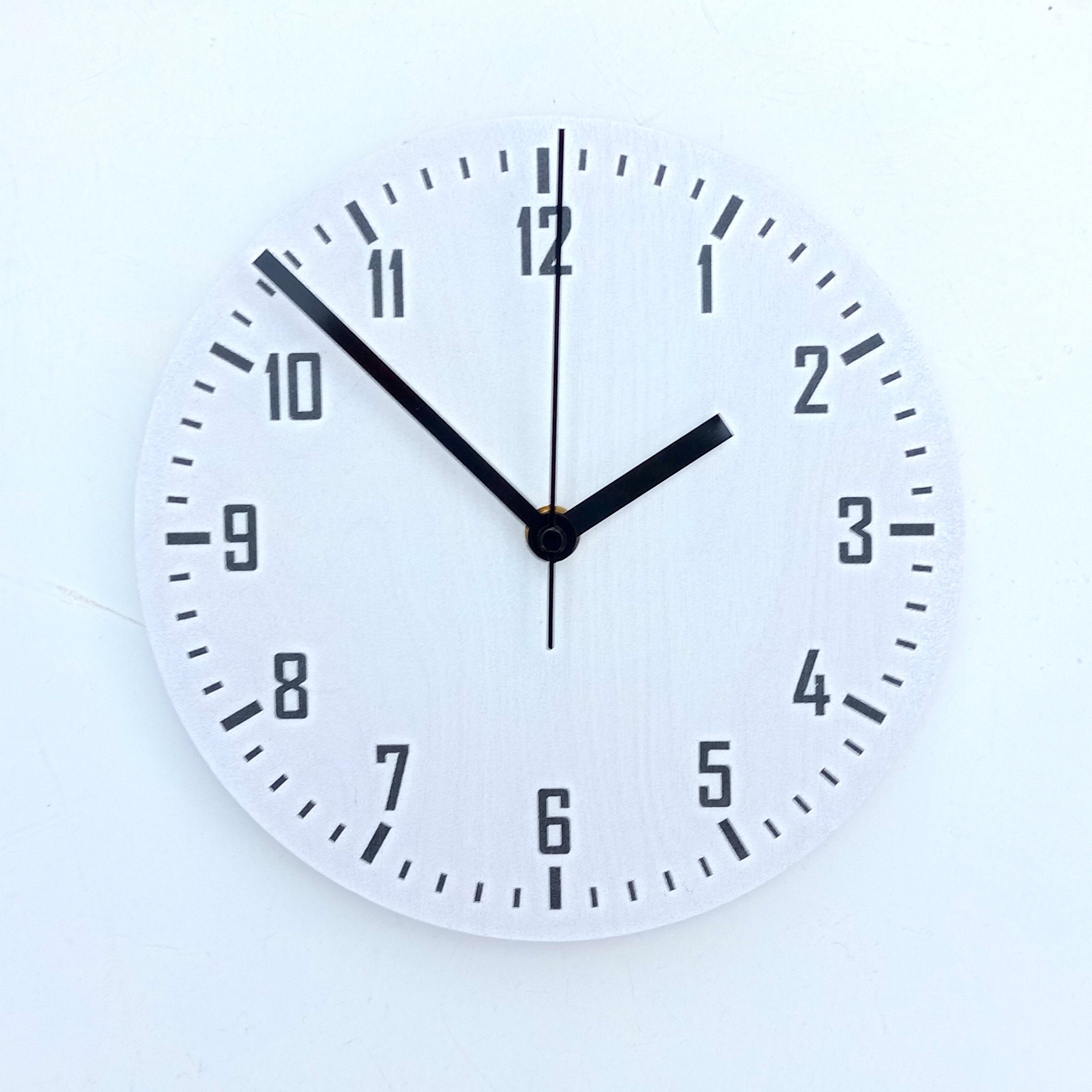 Mid Century Modern Wooden Wall Clock: Black on White Silent Clock