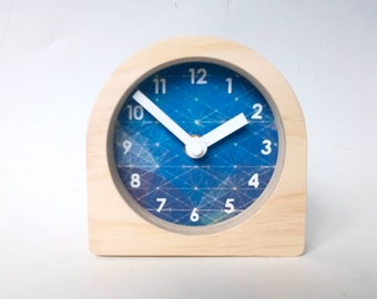 Objectify Astronomical Print Desk Clock with Glow in the Dark Numerals and Hands