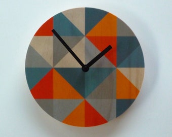 Objectify Grid Grey/Orange Wall Clock