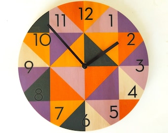 Objectify Purple/Orange Wall Clock With Black Neutra Numerals