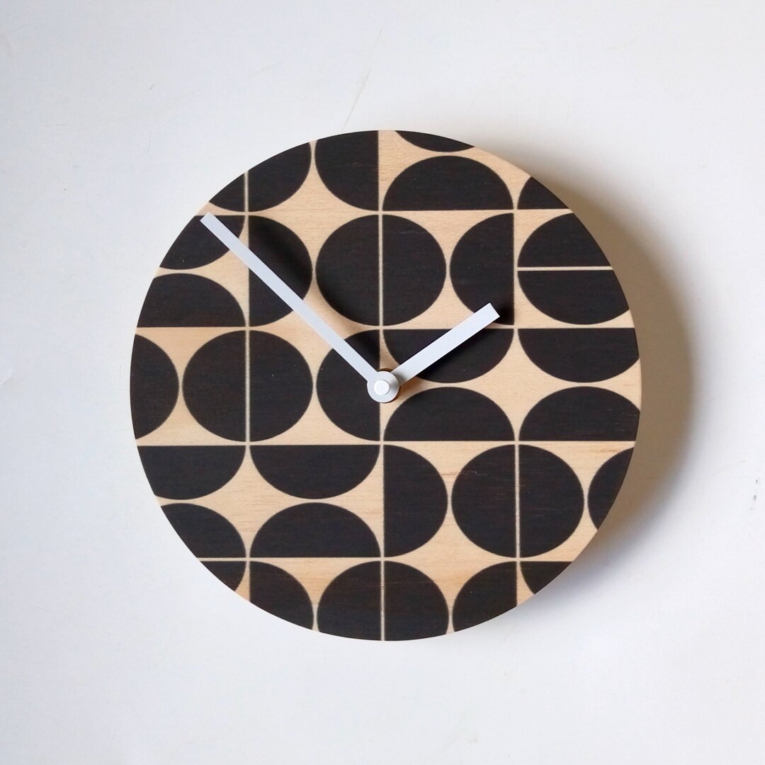 Black Bean Wooden Wall Clock: Mid Century Modern Silent Clock - Etsy