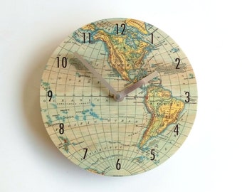 Objectify Vintage Map Wall Clock With Numerals