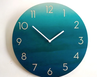 Objectify Ombre Teal Wall Clock With Neutra Numerals