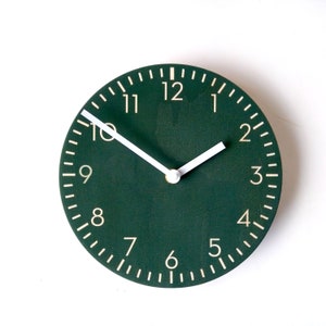 Dark Teal Wooden Wall Clock: Modern Silent Clock
