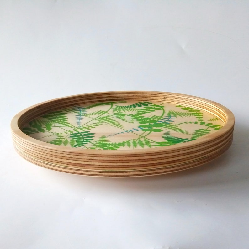 Objectify Ferns Wooden Lazy Susan or Fruit Bowl Rotating Tray with Lip image 4