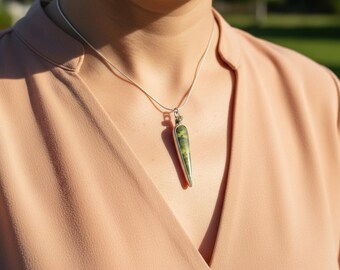 Canadian Green Jade w/ citrine stone Necklace