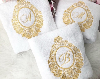 Luxury Personalized Towel With Gold Monogram