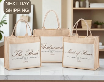 Custom The Bride Tote Bag, Bridesmaid - Maid of Honor Bag, Wedding Tote, Bridal Party Bag, Bride Squad Tote, Gift for Bride and Bridesmaid
