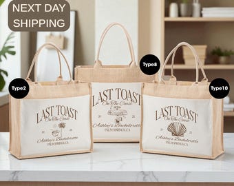 Personalized Last Toast On The Coast Tote Bag, Bachelorette Favors, Girls Trip Bag, Bride Squad Gift, Bridal Favors, Custom Bach Club