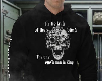 Sweat à capuche King One Eyed | Sweat à capuche tactique, vétéran, sweat à capuche pour homme, cadeau père, meme, humour militaire, moral
