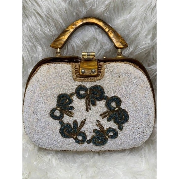 Vintage Adele Lucite & Wicker Handbag