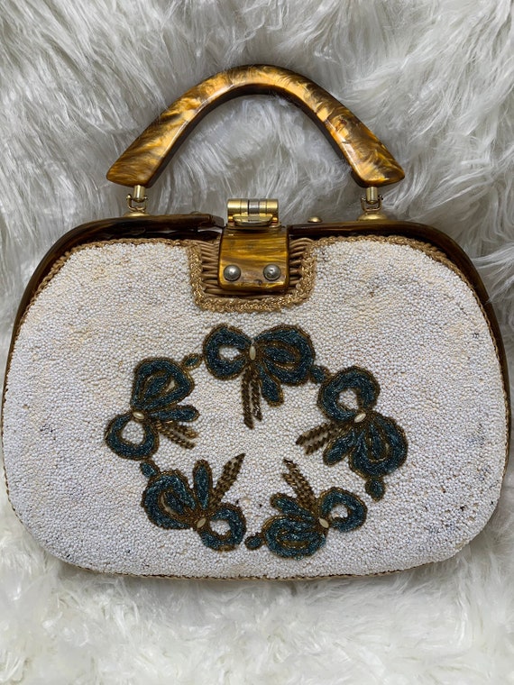 Adele Lucite & Wicker Handbag