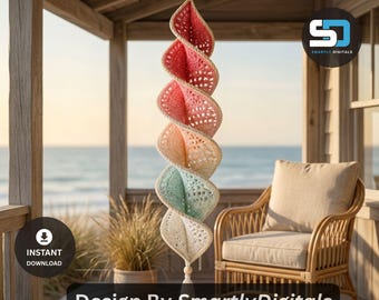 Crochet Wind Spinner Pattern PDF: Sunset Coral Ocean Helix Hanging Decor