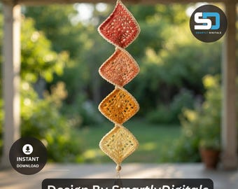 Sunset Crochet Wind Spinner Pattern, Diamond Lace Hanging Garden Decor (PDF Download)