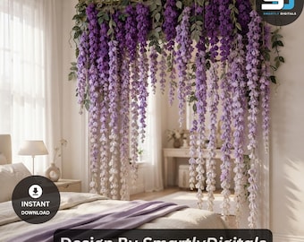 Wisteria Crochet Curtain Pattern PDF, Ombre Flower Doorway Hanging, Cottagecore Floral Wall Decor, Intermediate US Crochet Project
