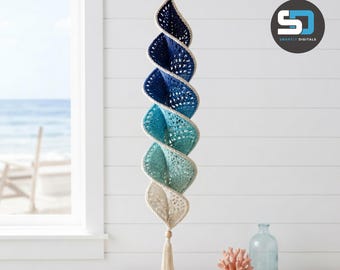 Crochet Wind Spinner Pattern PDF: Coastal Lantern Helix Window Hanging