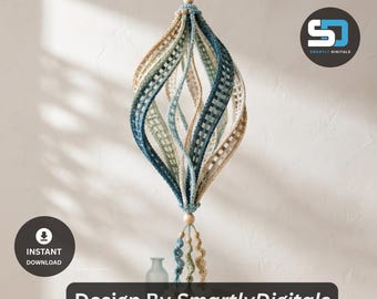 Layered Coastal Crochet Wind Spinner Pattern, Lace Lantern Hanging Decoration (Digital Download)