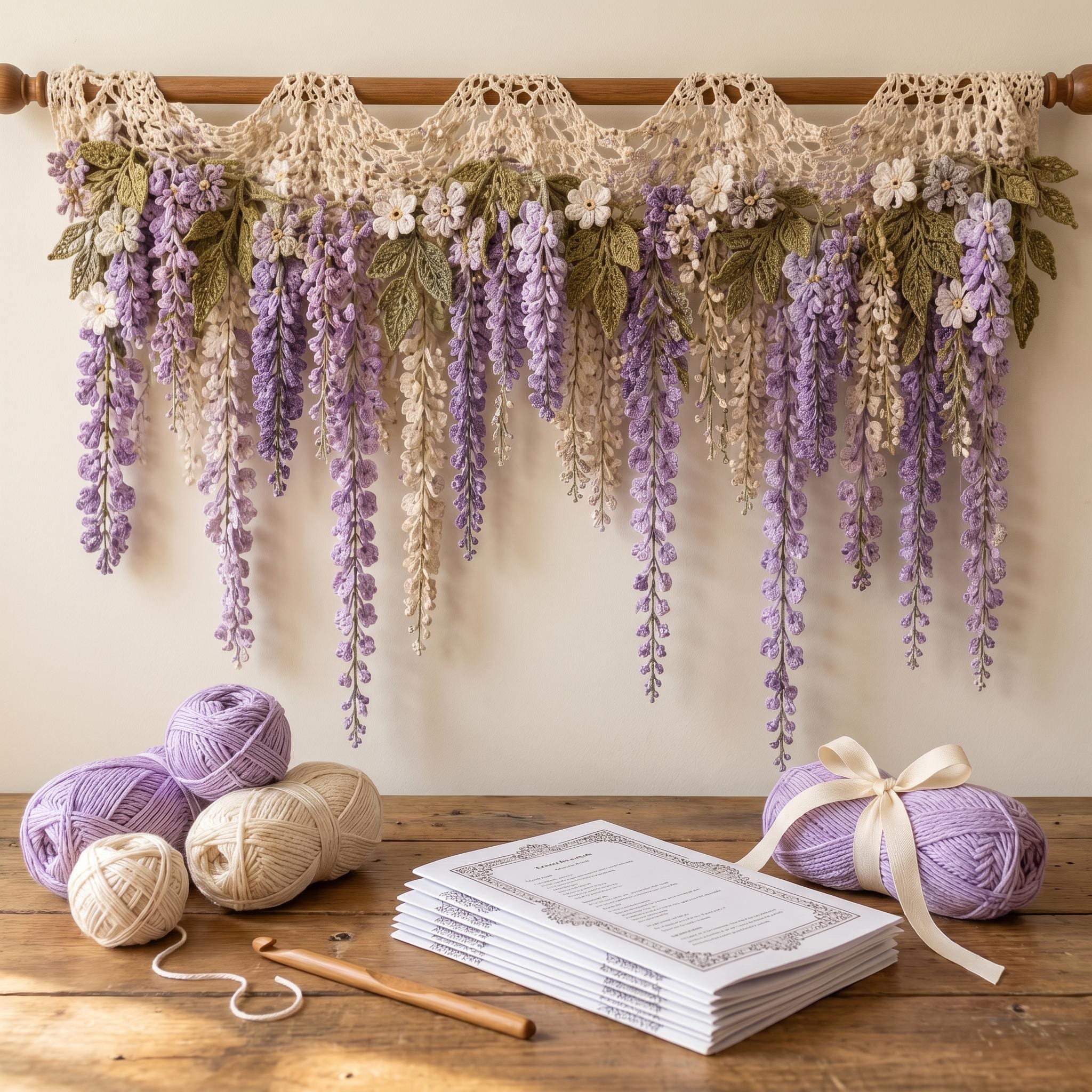 29 Wisteria Crochet Patterns for Floral Decor, Garlands, and Gifts 24 Crochet Wisteria Curtain