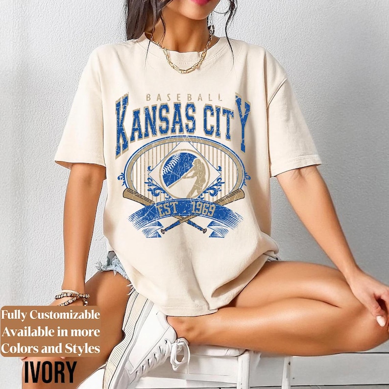 Comfort Colors Kansas City Baseball Shirt Vintage Game Day Tee | Royals Style Retro Fan Shirt | Kansas City Baseball Gift | C098 image 3
