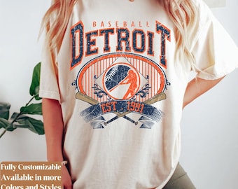 Camiseta Comfort Colors Detroit Baseball Vintage Game Day | Camiseta retro para aficionados estilo Tigers | Regalo de béisbol de Detroit | C096