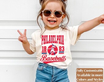 Camiseta infantil de béisbol de Filadelfia estilo vintage para el día del partido | Conjunto juvenil estilo Phillies | Linda camiseta de la liga infantil | C020